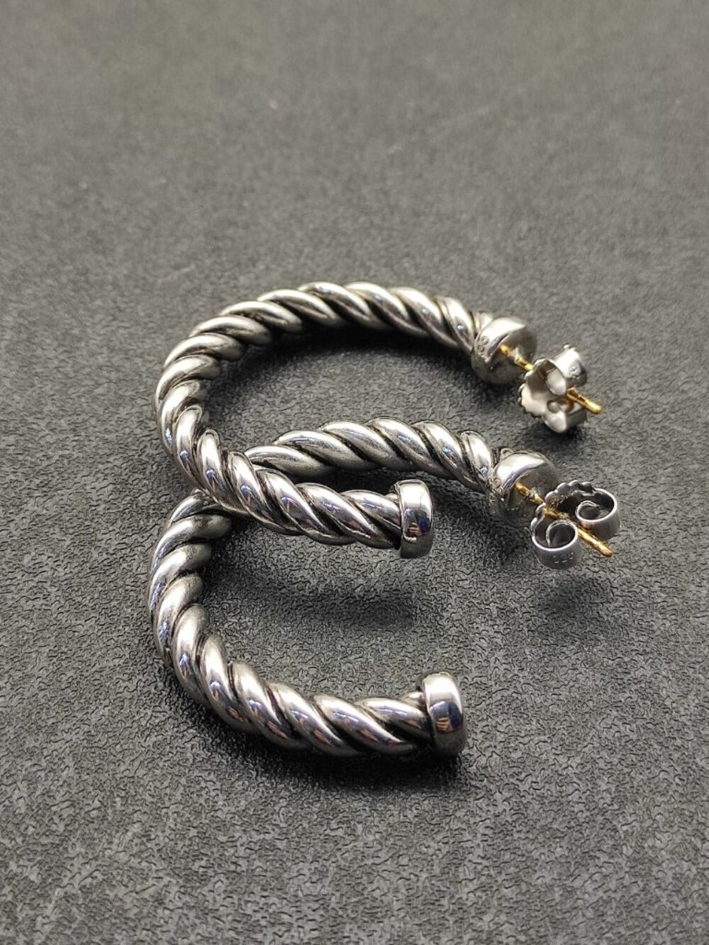 David Yurman 925 Silver Earrings with Original Pouch